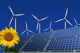 Solarzellen und Windräder